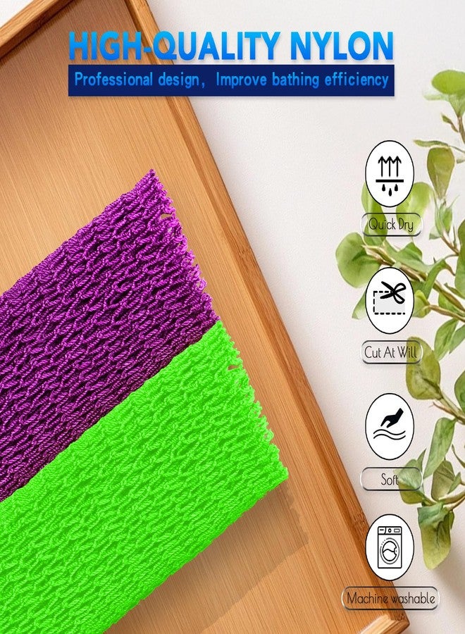 UJFQBH Authentic African Net Sponge - 2 Pcs Natural Exfoliating Net Scrubber, Gentle for Sensitive Skin, Deep Clean Body, Back & Legs, Fast Drying & Odor-Free（Green & Purple） - Image 4